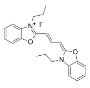 碘化3,3-二丙基氧杂羰花青；(2Z)-3-propyl-2-[(E)-3-(3-propyl-1,3-benzoxazol-3-ium-2-yl)prop-2-enylidene]-1,3-benzoxazole,iodide