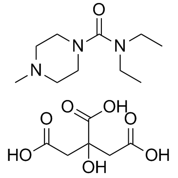 CAS:1642-54-2	   Diethylcarbamazine (citrate)	  枸橼酸乙胺嗪     化合物合成