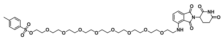 英文名称：	Pomalidomide-NH-PEG9-Tos  中文名称： 泊马度胺-氨基-九聚乙二醇-对甲苯磺酰酯