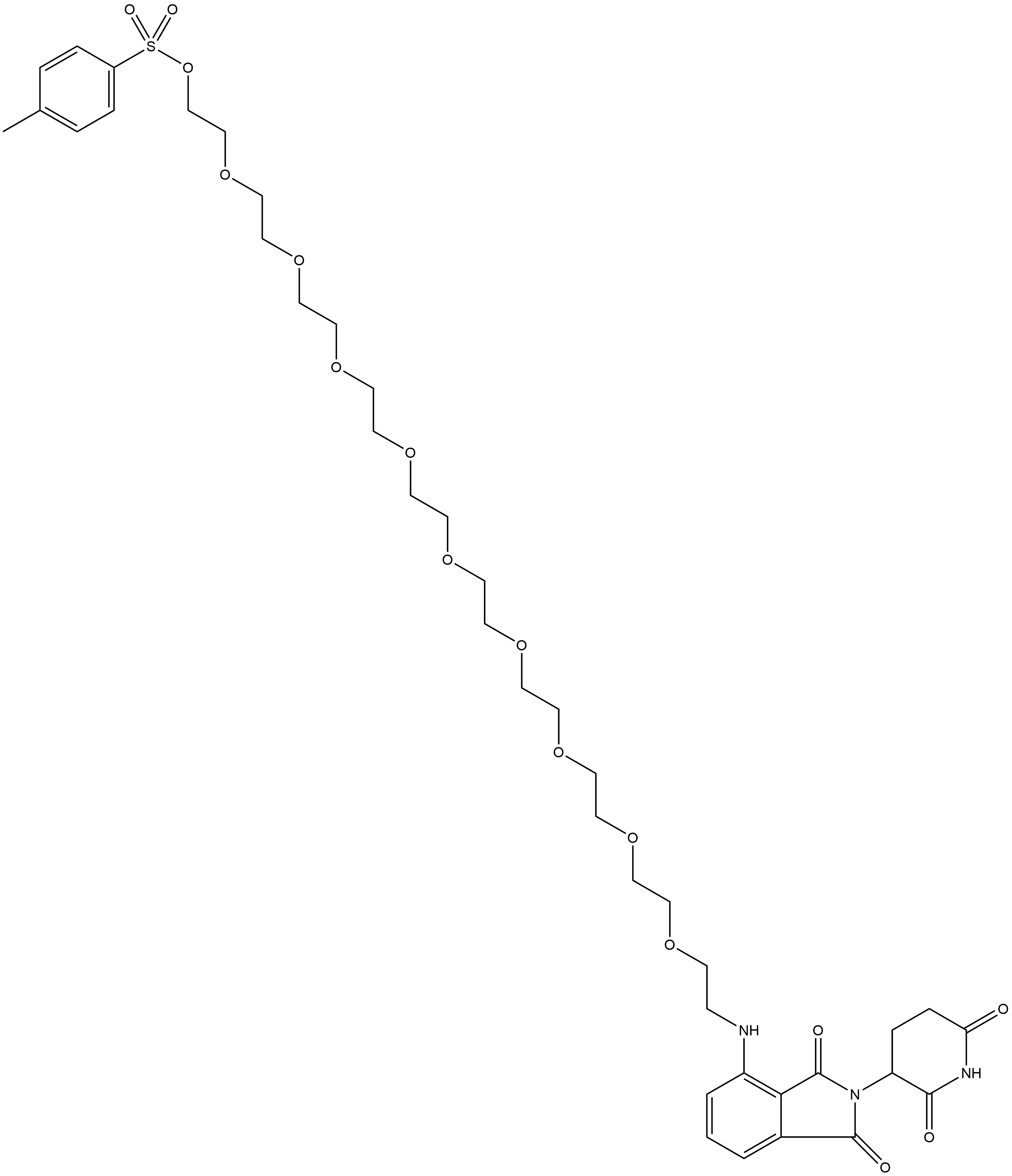 CAS： 2488761-08-4   	Pomalidomide-NH-PEG10-Tos   泊马度胺-氨基-十聚乙二醇-对甲苯磺酰酯  