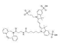 CAS号：1782950-79-1；DBCO-Cy3，一种 pH (4-10) 不敏感的橙红色荧光染料