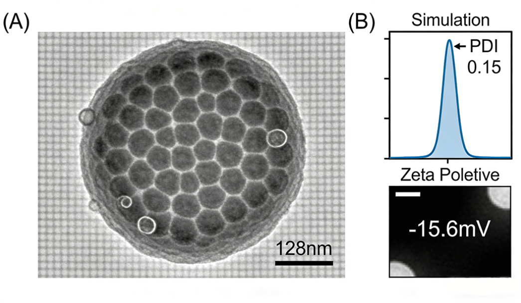 RGD肽修饰脂质体载阿霉素的透射电镜（TEM）图