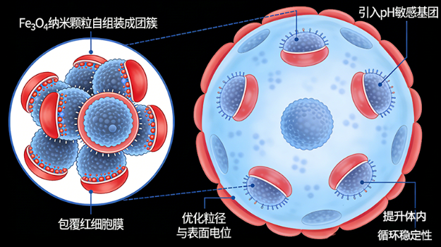 细胞膜包覆Fe₃O₄纳米团簇定制（靶向递送场景）